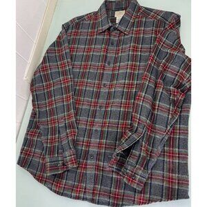 LL Bean Flannel Shirt Men Large L Traditional Fit Brushed Cotton Plaid Button Up